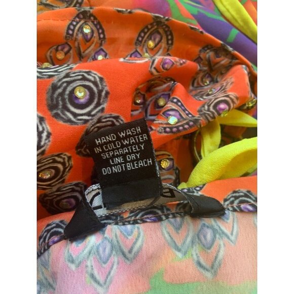 Celina womens Long high low dress one size  cut out back  multi vivid colo - Picture 9 of 9